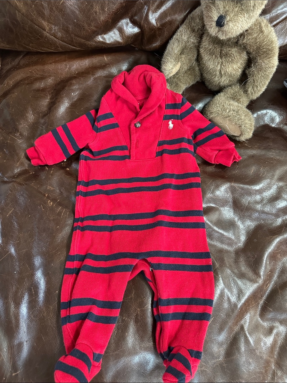 RALPH LAUREN COTTON KNIT FOOTIE
